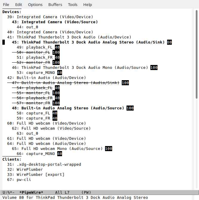 Emacs PipeWire buffer